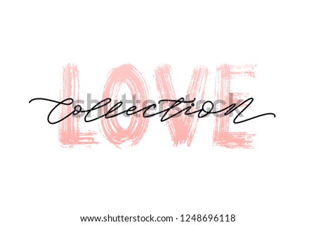 Pastel Pink Color Love Collection Word Hand Drawn Lettering Love Collections Banner For Shop On Pastel Pink Color Love Collection Word Hand Drawn Lettering Love Collections Banner For Shop On