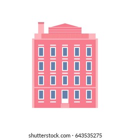 Pastel Pink European Four Storey Business House Icon - Vector Illustration