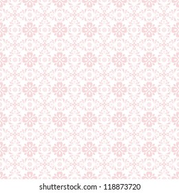 Pastel pink floral damask pattern on a white background, elegant and subtle
