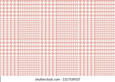 Pastel Pink Glen Plaid Seamless Vector Pattern. 5x5 Houndstooth Check. Trendy High Fashion Print.  Prince of Wales Check. Traditional Scottish Fabric. Pixel Perfect Repeating Tile Swatch Included.