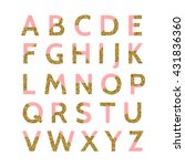 Pastel pink and gold glitter decorative letters isolated on white background. Perfect for wedding invitations, bridal showers, birthday cards, etc.