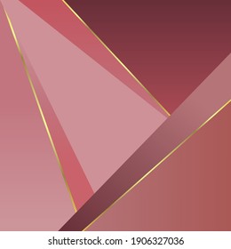 Rosa pastel, vector oro, fondo rectangular geométrico. Fondo minimalista en el estilo de triángulos y cuadrados. Muestra para un nuevo fondo.