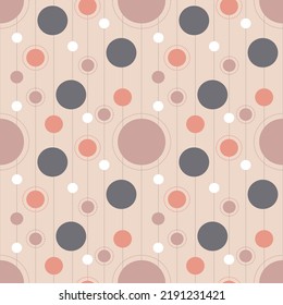 Pastel pink gray seamless pattern for textile design, art background circle blot vector illustration for design eps