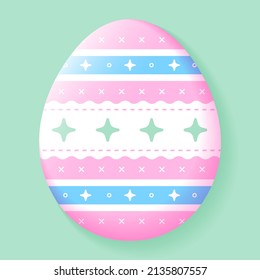 pastel Pink Green Blue easter egg traditional pattern isolated pastel 3d layer cutout paper card