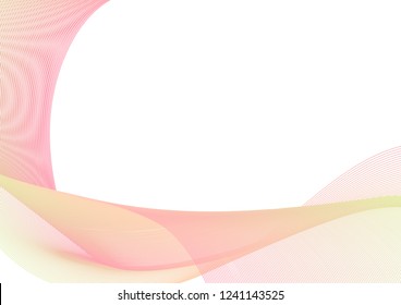 pastel pink green curve abstract background, line wave layer backdrop, simple technology template, vector illustration