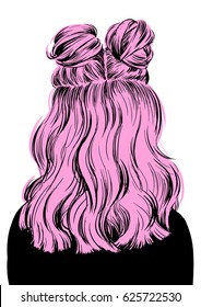 Hair In Bun Stock Vectors Images Vector Art Shutterstock