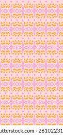 Pastel Pink Halloween Pattern with Pumpkins and Bats Background