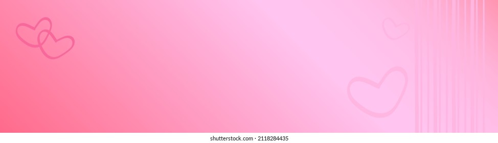 Pastel Pink With Hand Drawn Hearts And Stripes Linkedin Background For Valentine's Day, Facebook Cover, Instagram Icon, Valentine's Day Elegant Background Vector, Gradient Pink, Luxury Glossy Feel