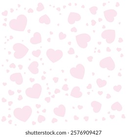 pastel pink hearts pattern on white background