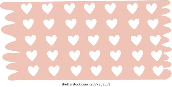 Pastel pink label tag with cute heart pattern, perfect for journaling, scrapbooking, and digital design.