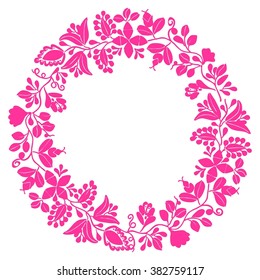 Pastel pink laurel vector wreath frame on white background