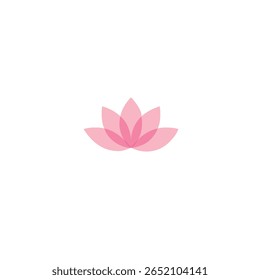 Uma flor de lótus rosa pastel empoleirada graciosamente em cima de uma flor de lótus. Suas curvas suaves evocam pureza, equilíbrio e serenidade. Este logotipo é ideal para marcas de bem-estar, spa ou ioga que buscam elegância.