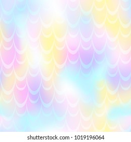 Pastel pink mermaid skin vector background. Multicolored iridescent background. Fish scale pattern. Seamless pattern swatch. Holographic gradient. Mermaid skin seamless pattern. Mermaid wrapping paper