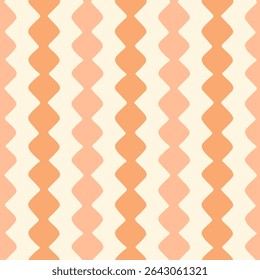 Pastel pink and orange decorative stripes seamless pattern. Abstract geometric wavy trim ribbon lines tribal cut block print. Mediterranean style decorative border. Coastal vibe resort textile design.
