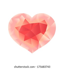 Pastel Pink Origami Heart, Vector Illustration