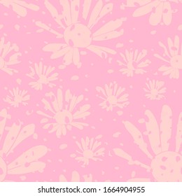 Pastel pink pattern with abstract flowers and cute spots.
