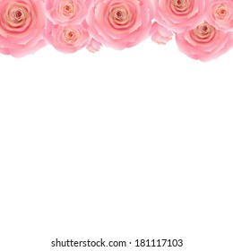 Pastel Pink Rose Border, With Gradient Mesh, Vector Illustration