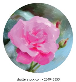 pastel pink rose in circle vector