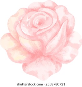 Pastel Pink Rose with Dewdrops