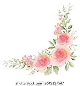 Pastel Pink Rose and Greenery Corner Floral Arrangement