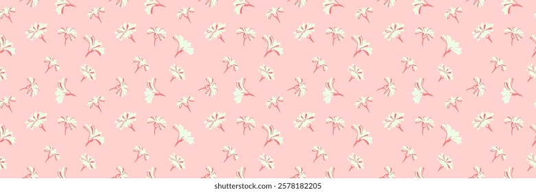 Pastel pink seamless pattern with abstract creative flowers buds. Minimalist unique floral printing. Summer plain ornament. Vector hand drawn.