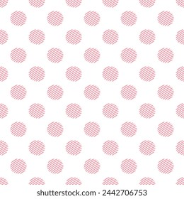 Pastel pink seamless polka dot pattern vector, White background. Pencil drawing style
