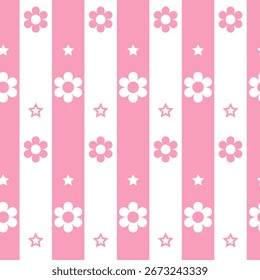 Pastel rosa listras sem costura design padrão com flores bonitas para papel de parede, fundo ou tecido têxtil imprimir