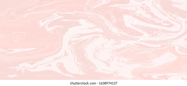 Pastel pink swirls luxury background. Blush marble texture backdrop. Overlay distress grain. Vector illustration.