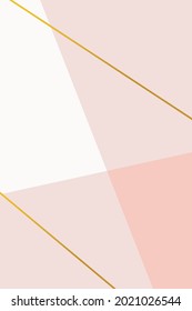 Pastel pink tones and a square frame with a golden outline. Abstract background. Vector illustration.