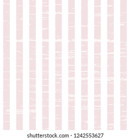 Pastel pink vertical stripes on white background. Seamless vector pattern with light texture. Stripy design surface, fabric, tile, wallpaper, web decoration. 