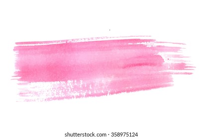 Pastel pink watercolor stroke. Vector paint texture, banner background.