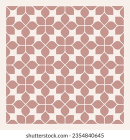 Pastel pink and white geometric flower pattern repeated and decorative design that can be used for packaging, decorating, interior design, wallpapers, banners, and more.