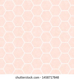 Pastel pink and white hexagonal honeycomb design. Seamless vector pattern with transparent watercolor effect texture. Great for wellness, cosmetic,health products, packaging, baby, stationery