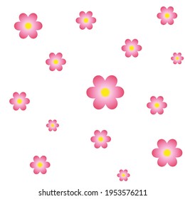 Pastel pink  and yellow gradient brush stroke spot flower on white background. Vector floral seamless pattern.  Abstract floral geometric ornament for prints, textile, fabric, package, cover, greeting