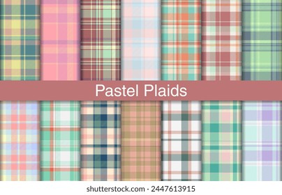 Pastel plaid bundles, textile design, checkered fabric pattern for shirt, dress, suit, wrapping paper print, invitation and gift card.