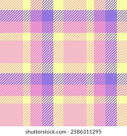 Pastel plaid pattern  Delicate pink, purple, and yellow hues create a soft, cheerful design. Ideal for textile prints, wrapping paper, backgrounds, and more.