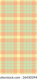 Pastel plaid pattern in peach, mint, and yellow.  Perfect for textile design, wallpaper, packaging, or website backgrounds.  This cheerful, soft texture evokes feelings of springtime and tranquility.
