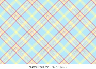 Pastel plaid pattern, seamless light blue, yellow and pink crisscross design.  Perfect for textile prints, backgrounds, or website design. Evokes feelings of spring, joy, and tranquility.