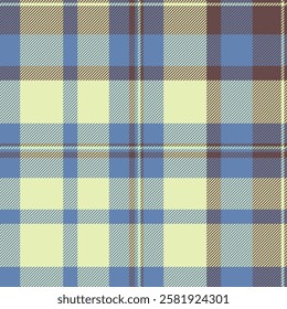 Pastel plaid pattern. Seamless textile texture in soft blue, beige, and brown tones. Perfect for fashion, home decor, or website backgrounds.  Ideal for creating stylish and calming designs.