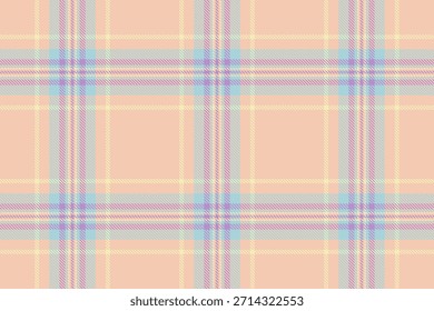 Patrón de cuadros pastel. Diseño textil suave y calmante en melocotón, azul, púrpura y amarillo. Versátil para fondos, telas y arte digital. Sin costuras y de moda.