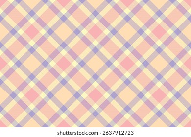 Pastel plaid pattern.  A soft, delicate design featuring peach, lavender, and cream hues in a repeating diagonal check.  Perfect for backgrounds, textiles, or crafting projects.