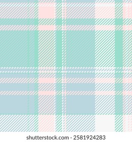 Pastel plaid pattern in soft mint green, pale pink, and white.  Perfect for textile design, websites, packaging, or as a background texture.