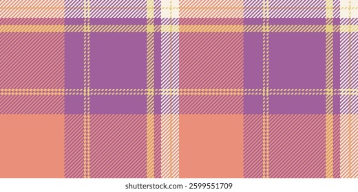Pastel plaid pattern. Soft, muted tones of purple, coral, and cream create a gentle, stylish texture perfect for textile designs, website backgrounds, or crafting projects.