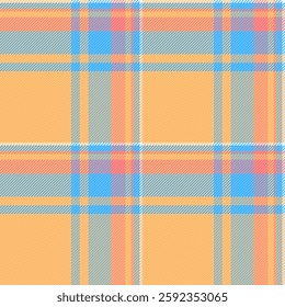 Pastel plaid pattern in soft peach, light blue, and gray.  Ideal for textile designs, website backgrounds, or crafting projects.  This cheerful, summery texture evokes feelings of warmth and optimism.