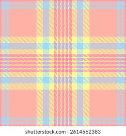 Pastel plaid pattern in soft pink, yellow, and blue hues.  Ideal for textiles, backgrounds, and branding.  This cheerful, seamless texture evokes feelings of springtime and gentle femininity.