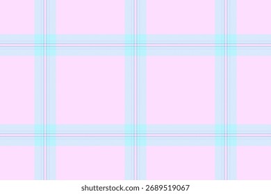 Pastel plaid pattern. Soft pink background with delicate blue and white intersecting lines forming a check. Ideal for backgrounds, textiles, or design projects.