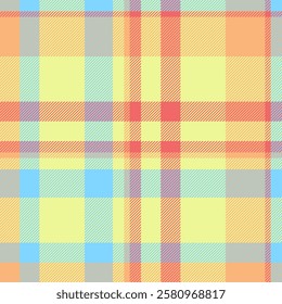 Pastel plaid pattern in soft yellow, peach, light blue, and lavender.  Ideal for textile design, wrapping paper, or web backgrounds.  A cheerful and versatile design for spring and summer projects.