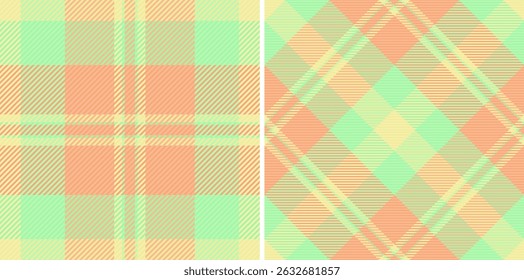 Padrões de xadrez pastel, perfeito para design têxtil, moda ou branding. Dois projetos vibrantes e sem emenda oferecem versatilidade, um clássico e uma diagonal.  Uma tomada fresca, moderna sobre texturas tecidas tradicionais.