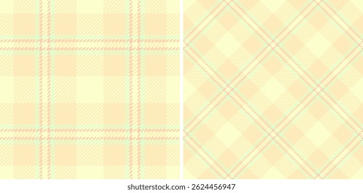 Patrones de cuadros pastel Dos texturas sin costuras en suave verde melocotón y menta. Perfecto para el diseño textil, Fondos de pantalla, embalaje y proyectos de scrapbooking.
