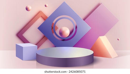 Pastel podium 3d effect vector design in eps 10